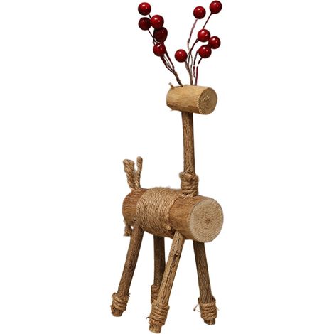 Ornement En Bois - Renne De Noël - 30 x 10 x 7 cm - Pour Salon Chambre Bureau Étagère - 1 Pièce (1/5)