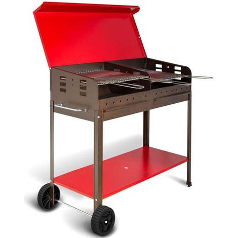 Barbecue in acciaio Vanessa con ruote cm 100x40x90h