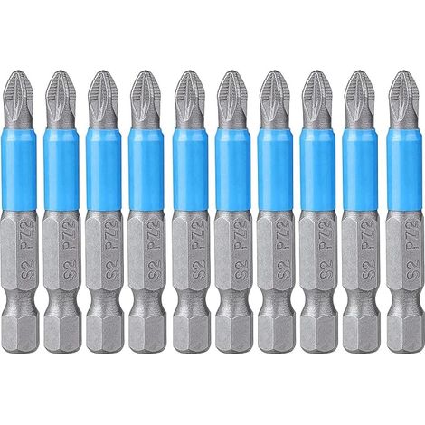 embouts de tournevis PZ2 Jeu d'embouts magnétiques Pozi 1/4" en acier pour visseuse, longueur 50 mm (1/5)