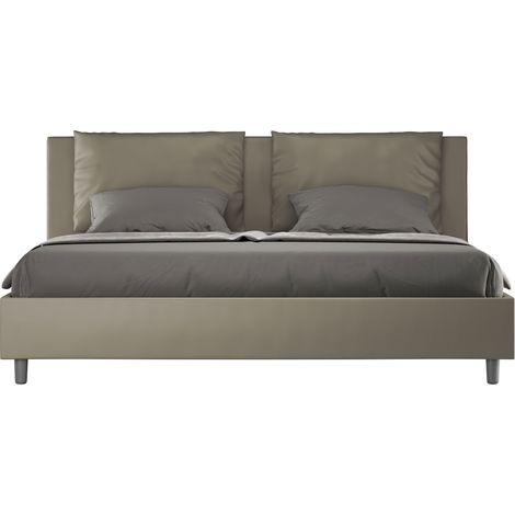 Letto senza rete imbottito 180x210 similpelle cappuccino Antea (1/4)