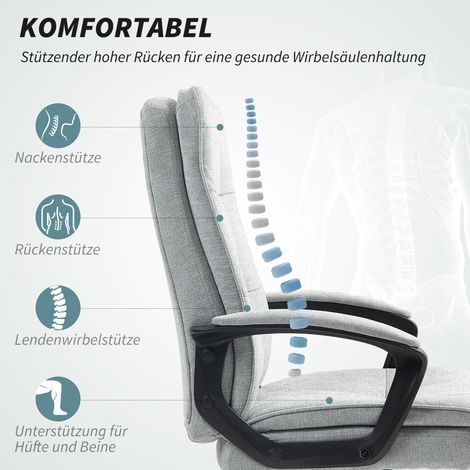 Fauteuil de bureau gris, siège réglable en hauteur avec fonction bascule, capacité jusqu’à 120 kg (1/5)