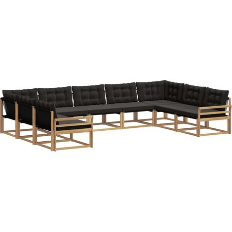 Outdoor Sofa Set 9 pcs White and Black vidaXL (1/5)