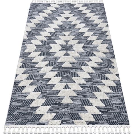 Carpet SEVILLA Z250A diamonds blue / grey Fringe Berber Moroccan shaggy blue 80x150 cm