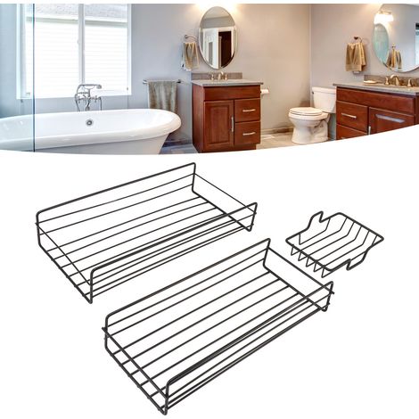 Étagère de salle de bain à plusieurs niveaux, étagère pour miroir de coiffeuse, étagère de salle de bain, étagère de rangement en fer forgé pour la cuisine, aucun perçage requis pour les articles du q (1/5)