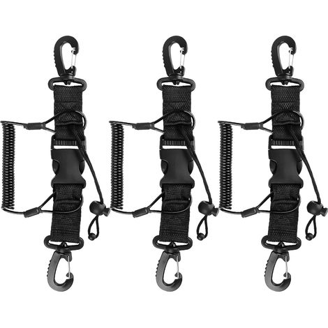 3 piezas de correa de buceo, correa de buceo en espiral con clips de liberación rápida para cordón/para buceo/snorkel/escalada/cámara submarina (1/5)