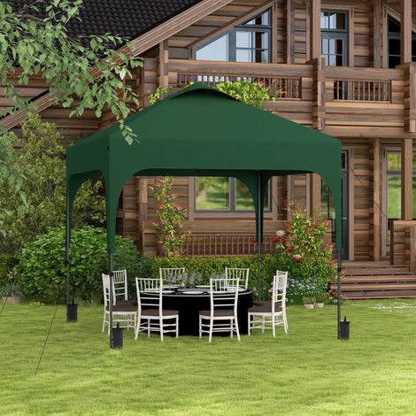Carpa de Jardín 2,5x2,5x2,68 m Protección UV 50+ Ajustable en Altura con 4 Bolsas de Arena y Bolsa de Transporte Verde