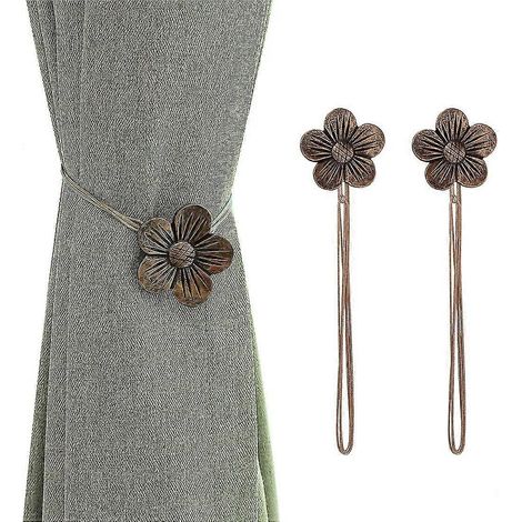 Embrasses magnétiques vintage pour rideaux, 1 paire, motif floral en résine, pour fenêtre (1/5)