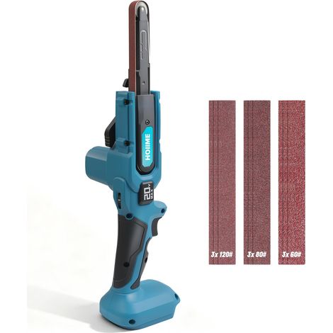 Ponceuse à bande sans fil 18-21 V, lime électrique, 6 vitesses, réglable à 35°, max 518 m/min, ponceuse sans fil, multi-ponceuse avec 9 bandes abrasives, ponçage automatique (sans batterie) (1/5)