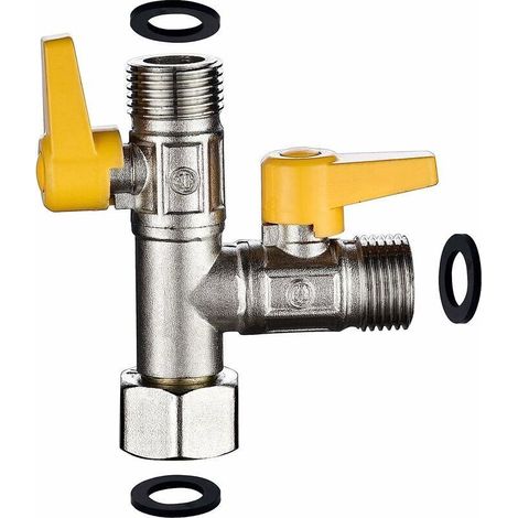 Vanne 3 Voie Raccord Douchette et Douche de Tête Bras de Douche Inverseur 3 Voies en Laiton Adaptateur Robinet Éteindre, DSF009 (1/4)