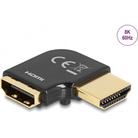Delock Adaptador HDMI macho a hembra 90Â° acodado a la izquierda 8K 60 Hz metal