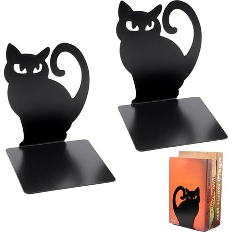 Étagère Métal Forme Chat Serre-Livres Patins Support Livres Bureau Bibliothèque Salon (1/5)