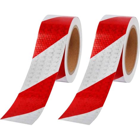 Bande Réfléchissante - 50 mm x 3 m - Forme Inclinée - PVC Prisme Hexagonal 3D - Étanche - Pour Signalisation Routière et Sécurité Véhicule - 2 Pièces (1/5)