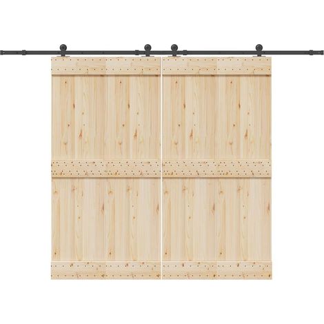 Schiebetürbeschlag-Set 305 cm Stahl Schwarz