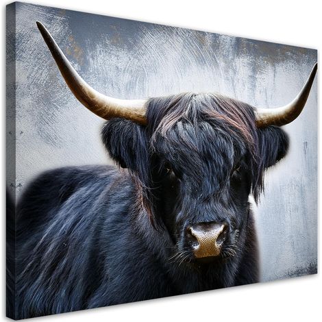 Tableau déco Vache écossaise noire Animaux 90x60 (1/5)