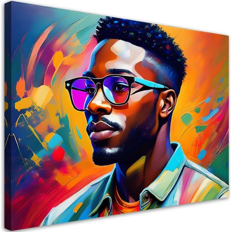 Tableau déco Portrait d'un homme aux lunettes colorées 60x40 (1/5)