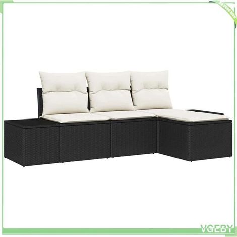 Ensemble canapé de jardin - FAFEICY - Sectionnel - 4 pcs - Noir - Modulaire (1/5)