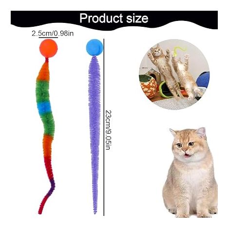 Cat Ball Cat Toy Indoor Cat Toy with Fluffy Tail Interactive Toys Bands for Indoor Cats - Elastic Toy (1/4)