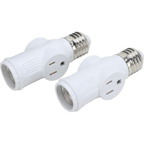 2 Stück 3-poliger Lampensockeladapter, weißer E26-Lampenadapter, 0–125 V Wechselstrom, Konverter (1/5)