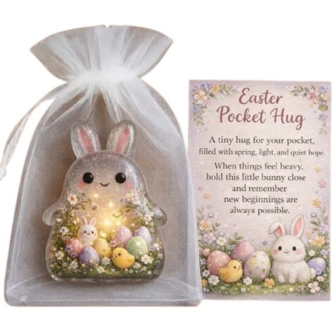 Leuchtendes Osterhasen-Taschenornament-Set mit Karte – Geeignet für sentimentale Geschenke und Frühlingsfeste (1/5)