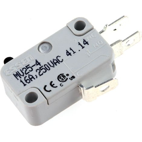 Microrupteur RS PRO à bouton poussoir, 1 RT, 16 A @ 250 V c.a., A souder 250V c.a. ( Prix pour 1 ) (1/2)