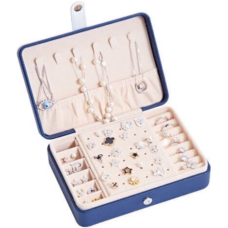 BUNTHAUS Boîte à bijoux pour femme avec boucle en cuir Boîte à bijoux Petite boîte à bijoux Boîte à bijoux de voyage Boîte de rangement pour bijoux Bague Bracelet Boucles d'oreilles Collier (1/5)