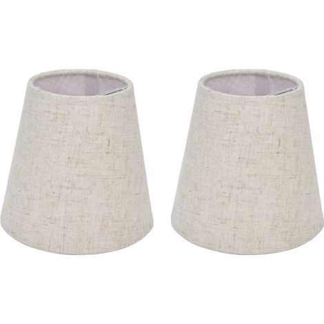 Beyamis Lot de 2 abat-jour en tissu à clipser pour lampe de table à vis E14, style chandelier ou lustre, PT13, beige et blanc. (1/5)