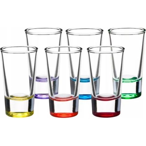 Bicchieri in vetro con fondo colorato, set da 6 pezzi in confezione da 28 ml (1/2)