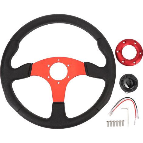 Ruota da corsa universale da 14 pollici, in similpelle PU e telaio in alluminio, compatibile con adattatore per mozzo a 6 fori, rossa (1/5)