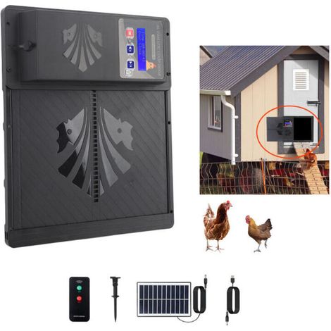 Solar Powered Automatic Chicken Coop Door Opener (IP45 Waterproof, USB, 3 in 1) with Timer and Light Sensor for Home and Yard (1/5)