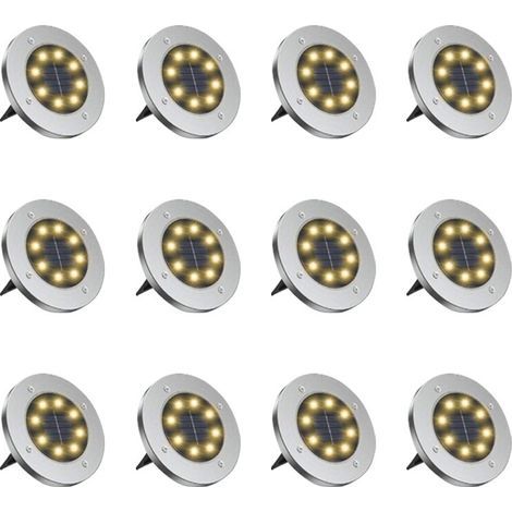 Confezione da 12 luci solari, in plastica/acciaio inossidabile, a LED, IP65, colore argento.