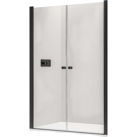 BERNSTEIN - Paroi de douche Profil noir mat 116x195cm en verre 6mm, Cabine de douche niche encastrée 2 portes battantes - NT218