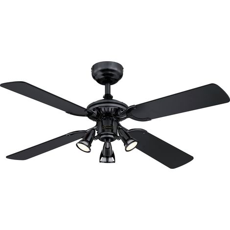 Westinghouse Lighting 73061 Princess Euro, ventilatore da soffitto tradizionale con luce, 105 cm, finitura in grigio canna di fucile, tre faretti (1/5)