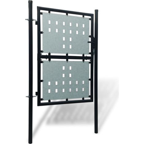 Portail simple de clôture  Porte Portillon Portail de jardin Noir 100x200 cm 54257 (1/5)