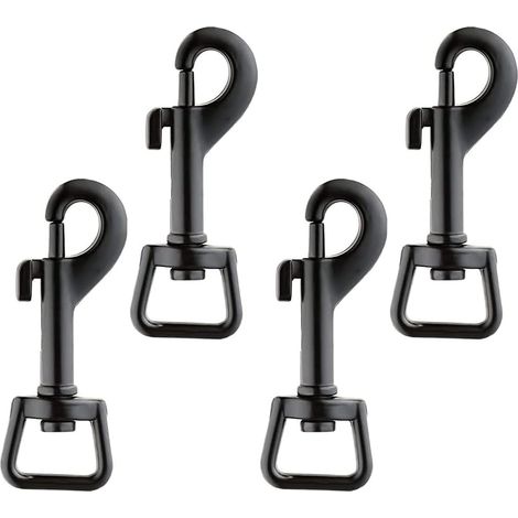 Crochet Mousqueton 4 Pcs Mousquetons 66.7mm Pivotant à 360 ° Mousqueton Laisse Chien, Mousqueton Pivotant Crochets pour Animal Domestique Chaînes Porte-Clé Sac à Dos (Noir) (1/5)