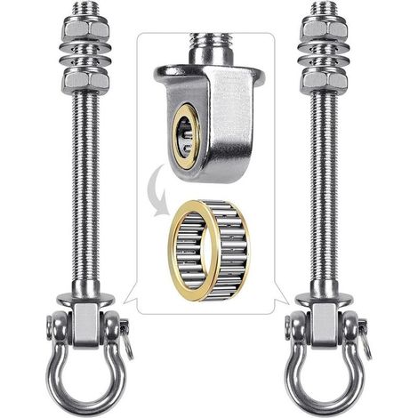 Deux crochets robustes pour balançoires - supports de levage en acier inoxydable pour poutres en bois avec roulements, adaptés aux chaises suspendues, porches, terrasses et aires de jeux. (1/5)