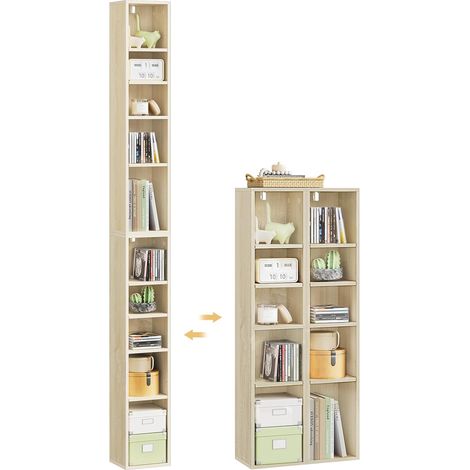 WOLTU Set di 2 libreria con 4 ripiani - Rovere chiaro