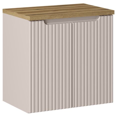 Ensemble Meuble Vasque 2 portes et Plateau effet chêne L 60 x P 40 x H 59,5 cm - Astral - Beige crème - Livraison gratuite