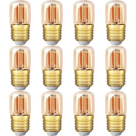 KLVGTIFS PU - Ampoules tubulaires LED mini, 1 W, T28, culot à vis Edison, E27, 2 200 K, lumière jaune chaud, décoratives, non dimmables (verre (1/5)