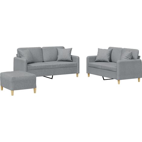 Maison Exclusive - Set Divani 3 pz con Cuscini Grigio Chiaro in Tessuto