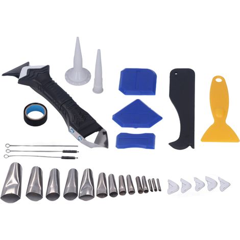 Ensemble d'outils de calfeutrage 5 en 1 : pelle multifonctionnelle, grattoir d'angle, outil de finition pour mastic silicone (1/5)