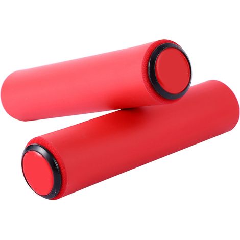 paire de poignées de vélo souples et légères avec embouts de guidon pour VTT (rouge) (1/5)
