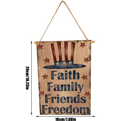 Pendentif En Bois - Décoration Murale 4 Juillet - Ornements Patriotiques Pour Fête Nationale - Lot De 3 (1/5)
