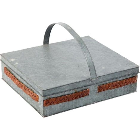 Scatola in latta ed ecopelle, 31x27x49 cm