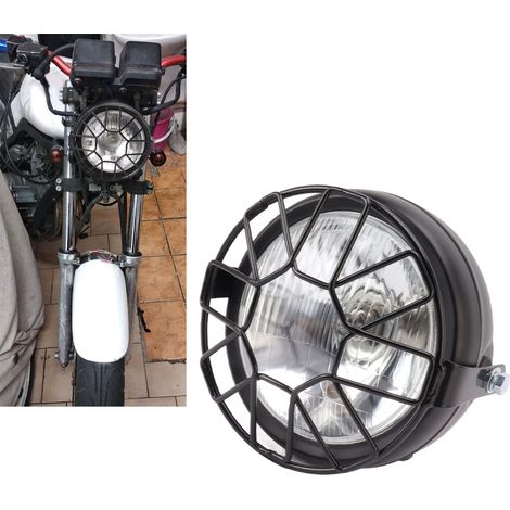 Universeller 5,75-Zoll-Retro-Motorradscheinwerfer mit Abdeckung und Montagehalterung, weiße Linse. (1/5)