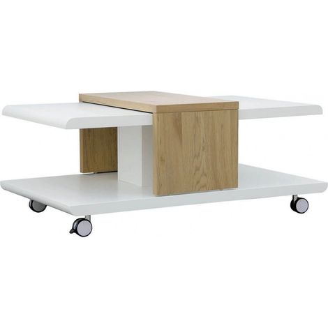 JODOK - Table Basse Blanche et Bois (1/5)