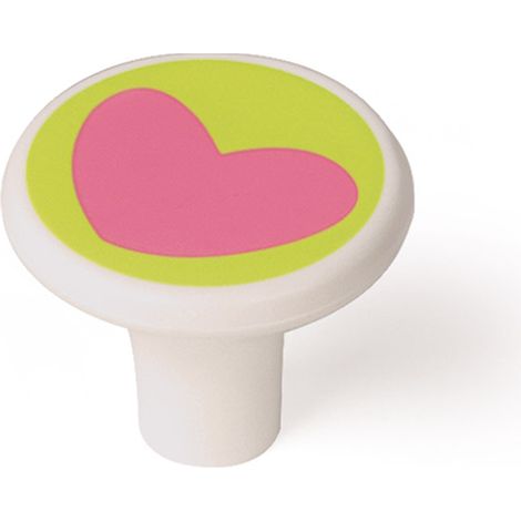 Pomo de plástico con acabado corazón, dimensiones: 33x33x22mm Ø: 33mm -