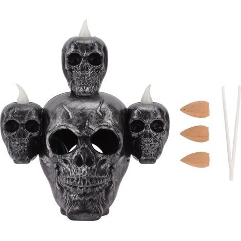 Halloween-Totenkopf-Kerzenlicht, elektronische LED-Halloween-Kerzenlampe mit Raucheffekt zum Tanzen und für Spiele (1/5)