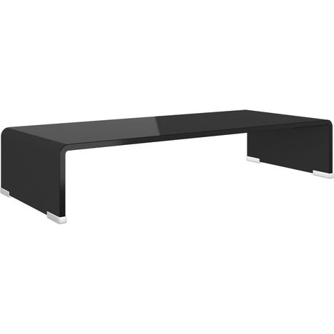 Meuble TV Support pour moniteur, Étagère TV, Meuble de Salon, 60 x 25 x 11 cm Verre Noir OIB7378E (1/5)
