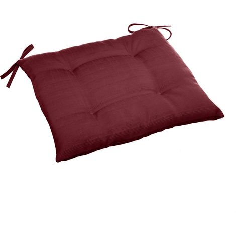 Galette de chaise carrée 4 points Korai Bordeaux 40x40x4 cm en polyester - Hespéride