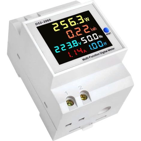 D52-2066 Multimètre LCD couleur sur rail DIN pour la mesure et la surveillance de la tension, du courant, de la puissance active, de la fréquence et de l'énergie électrique (1/5)